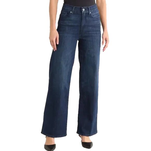 NWT Frame Women's Le Slim Palazzo Blue Denim Jeans Stretch High-Rise Kinmount 28 - Picture 1 of 5